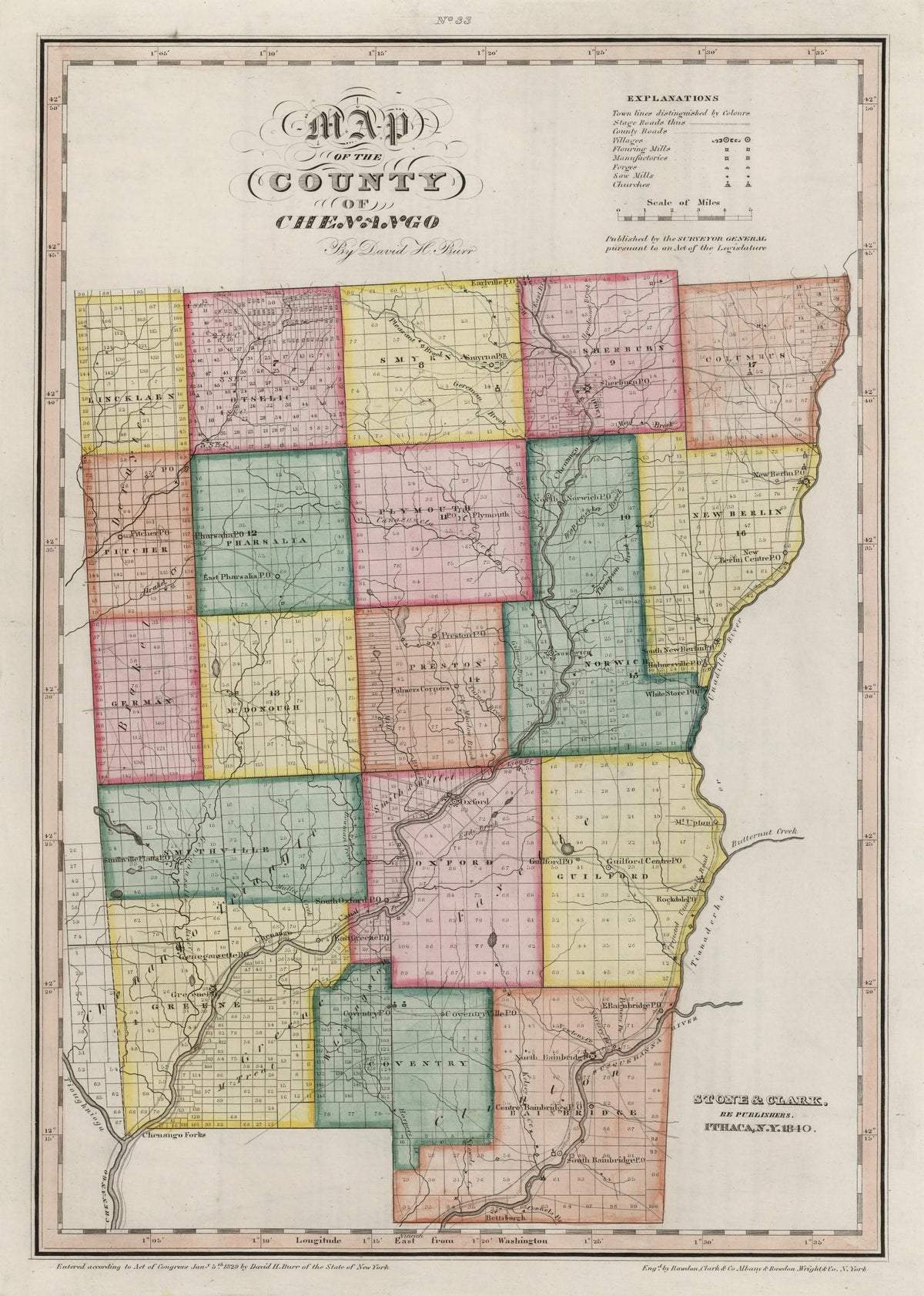 Preview of Vintage Map of Chenango County, New York 1840