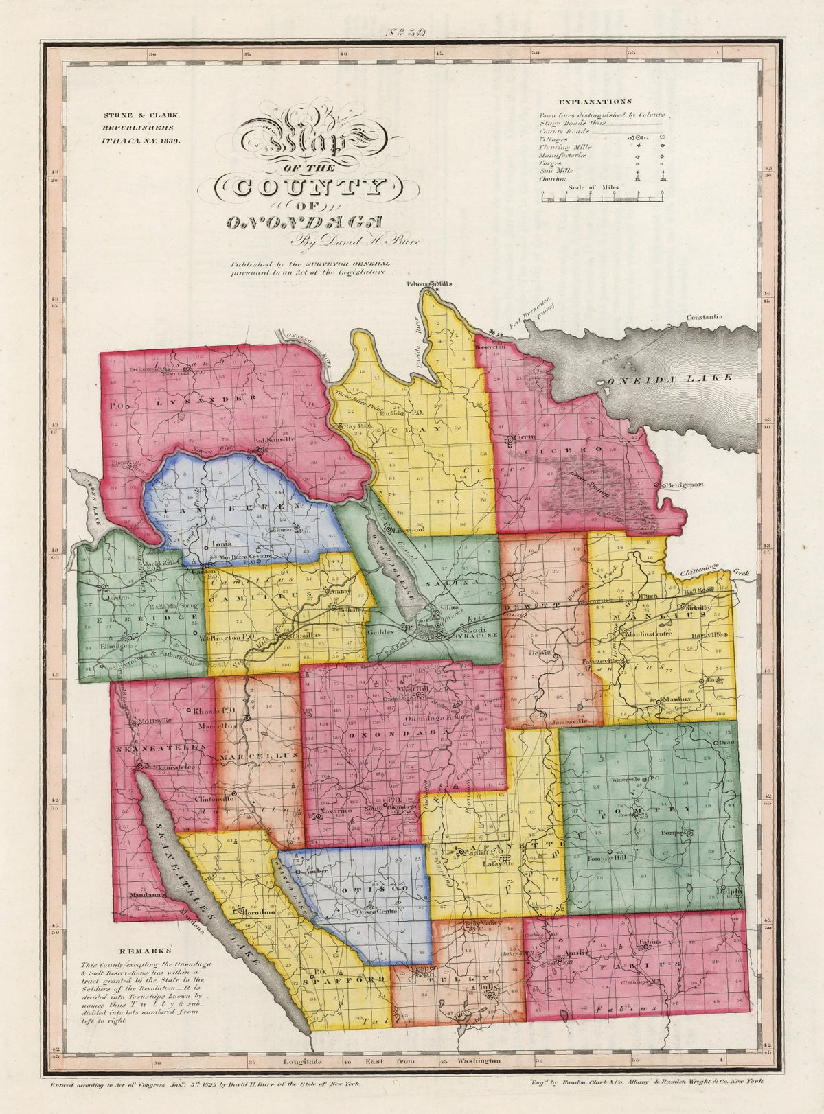 Preview of Vintage Map of Onondaga County, New York 1840