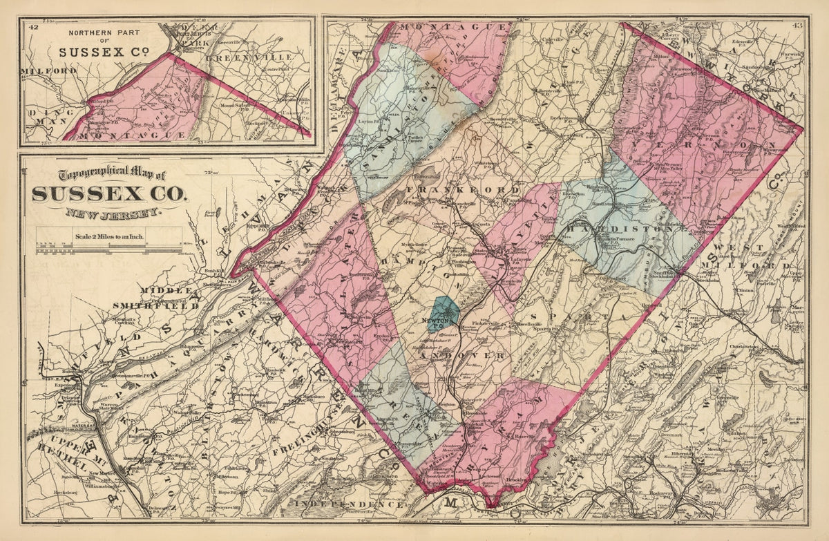Preview of Vintage Map of Sussex County, New Jersey 1872