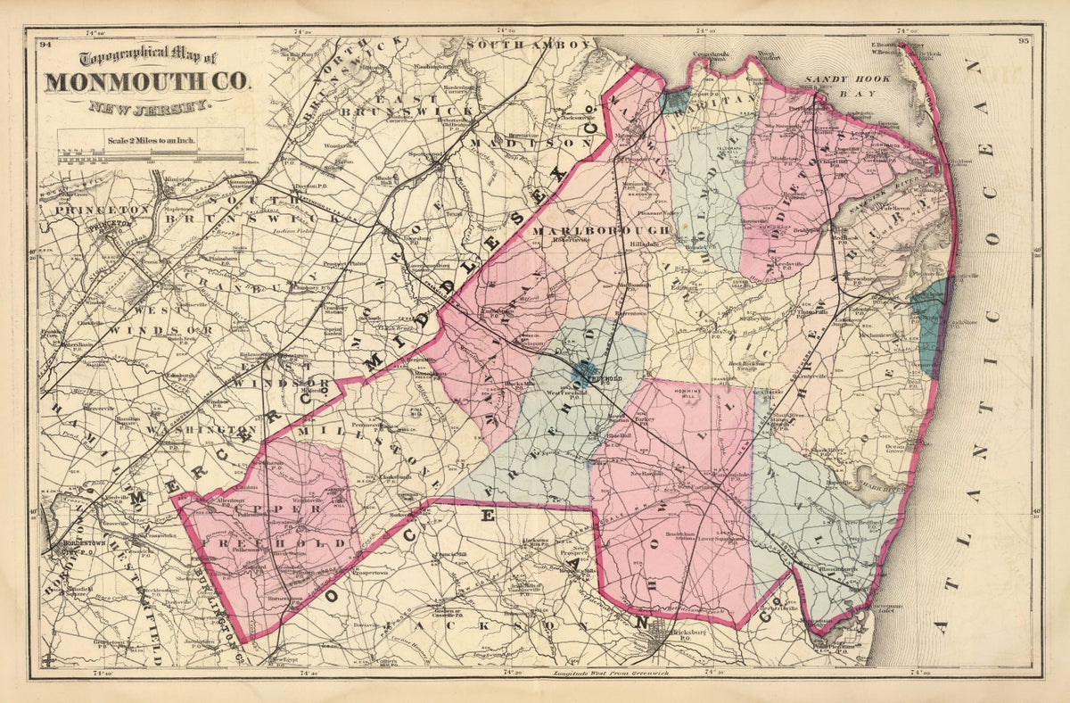 Preview of Vintage Map of Monmouth County, New Jersey 1872