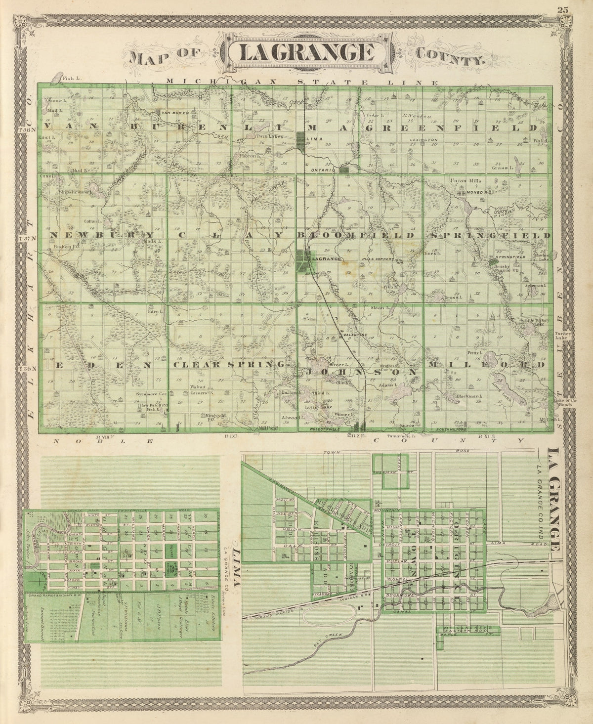 Preview of Vintage Map of Lagrange County, Indiana 1876