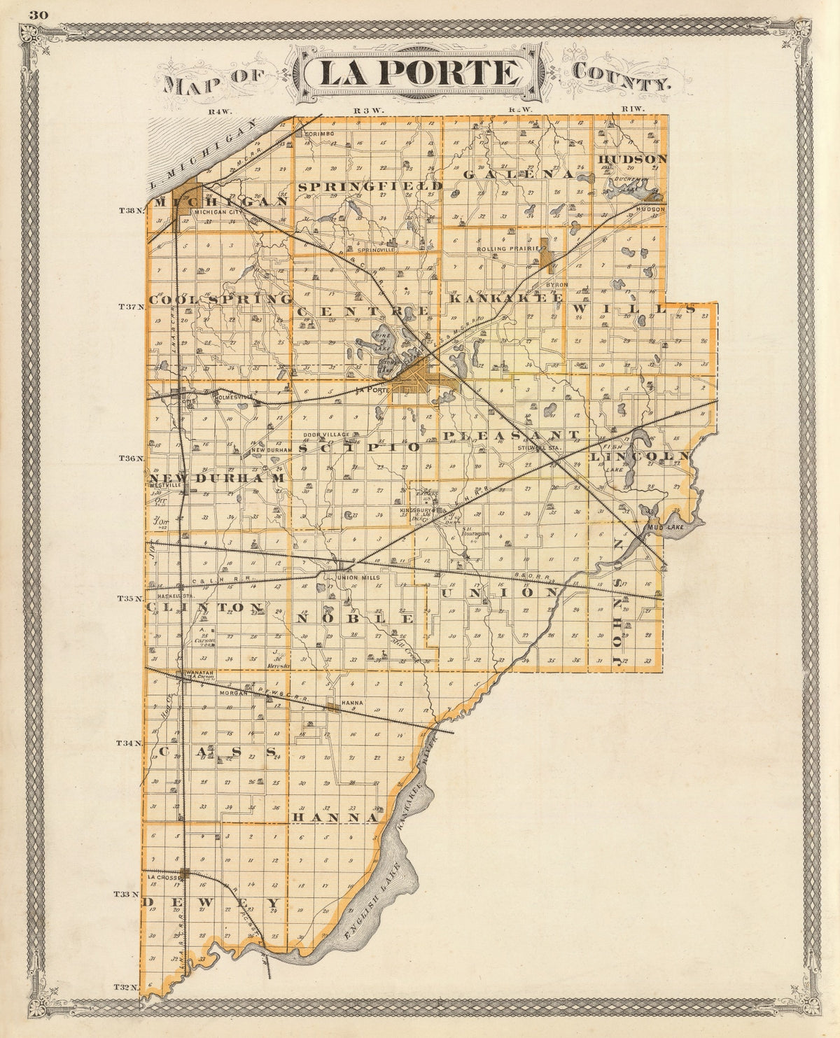 Preview of Vintage Map of La Porte County, Indiana 1876