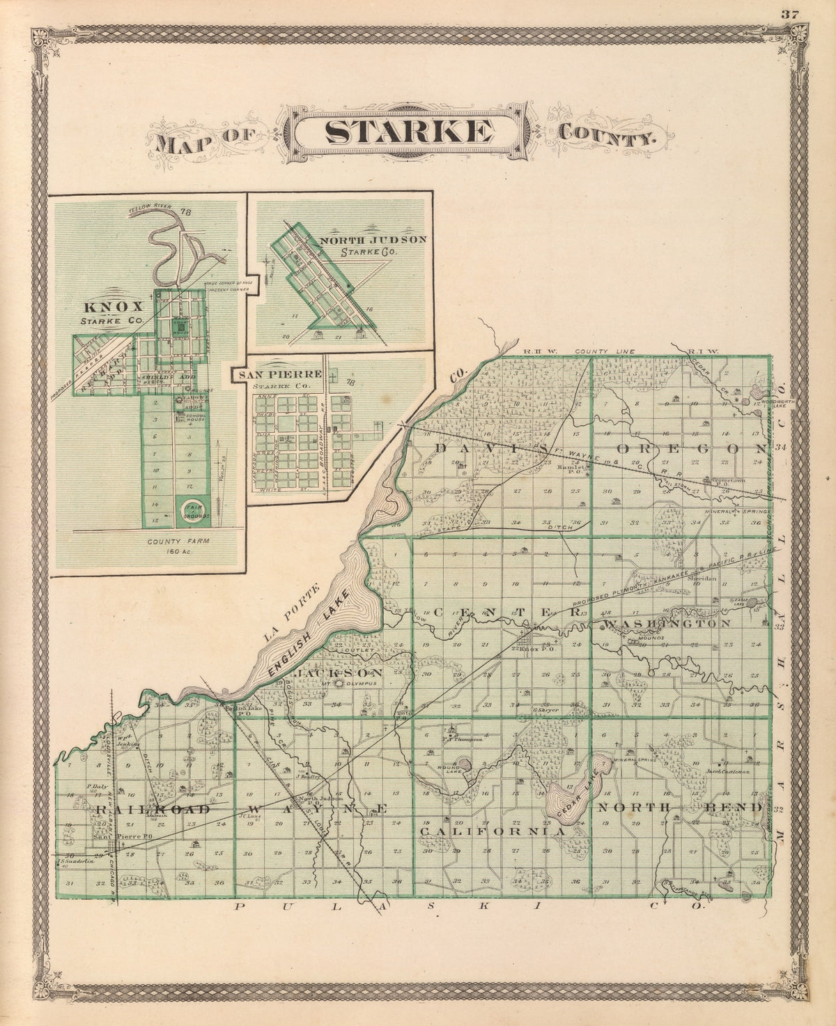 Preview of Vintage Map of Starke County, Indiana 1876