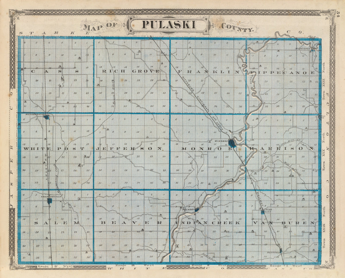 Preview of Vintage Map of Pulaski County, Indiana 1876