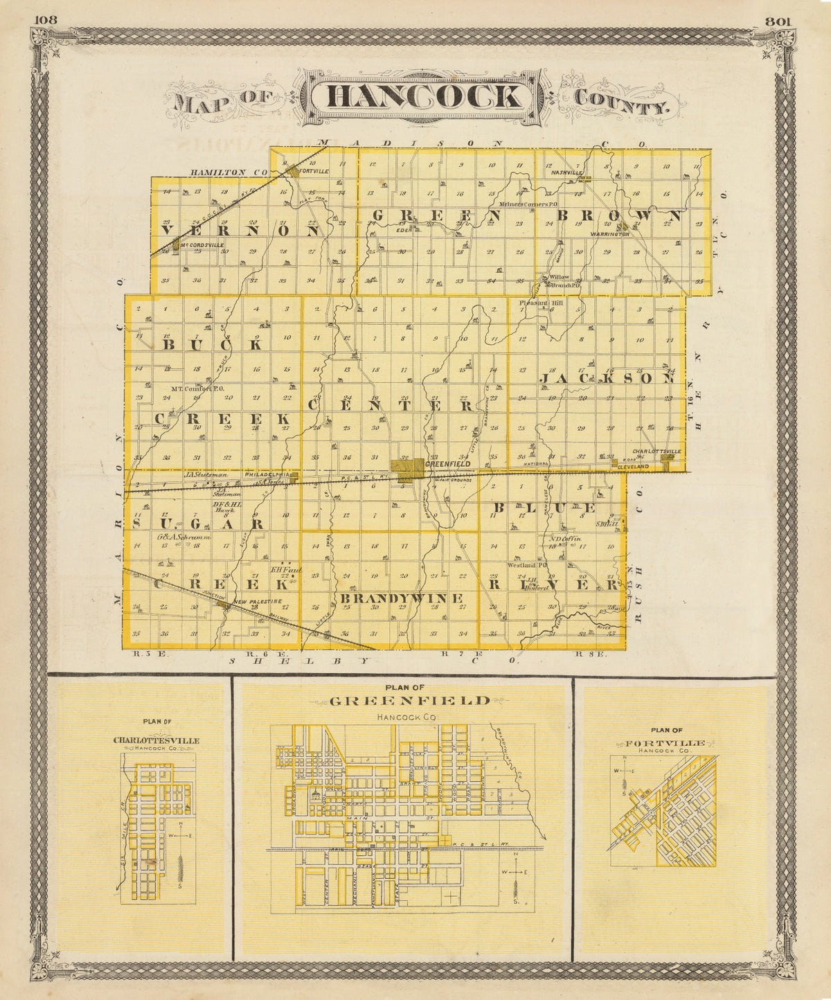 Preview of Vintage Map of Hancock County, Indiana 1876