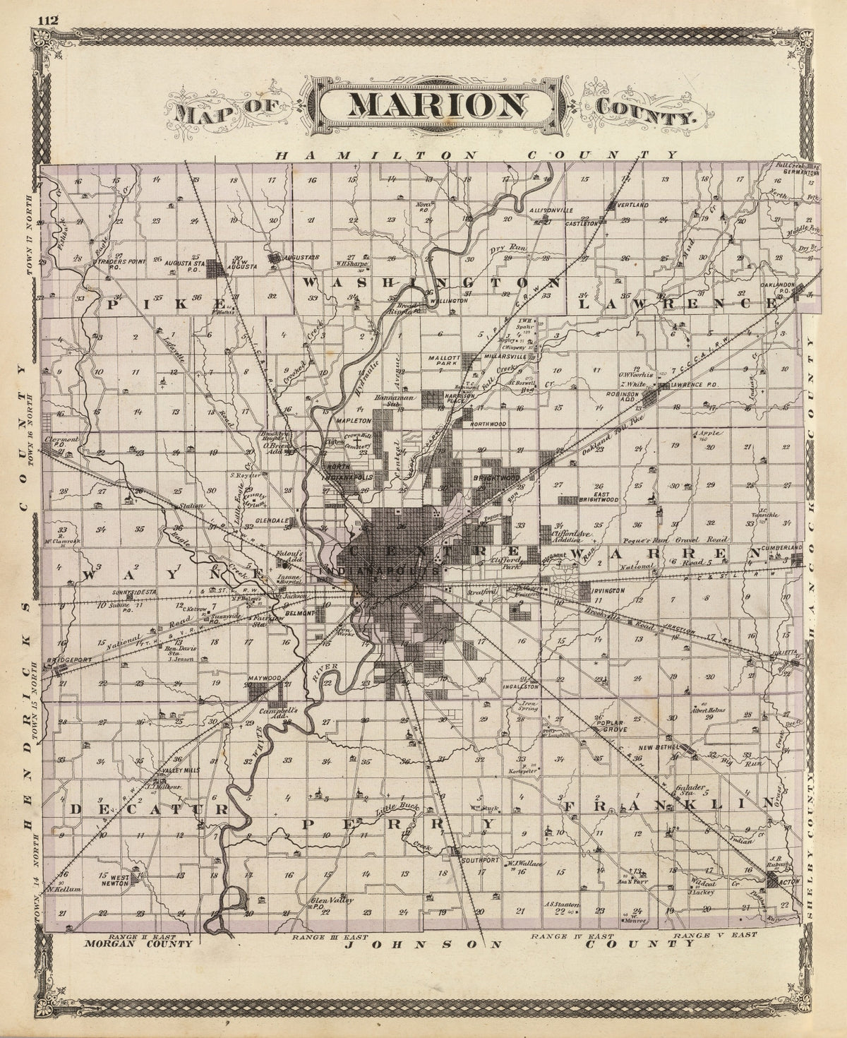 Preview of Vintage Map of Marion County, Indiana 1876