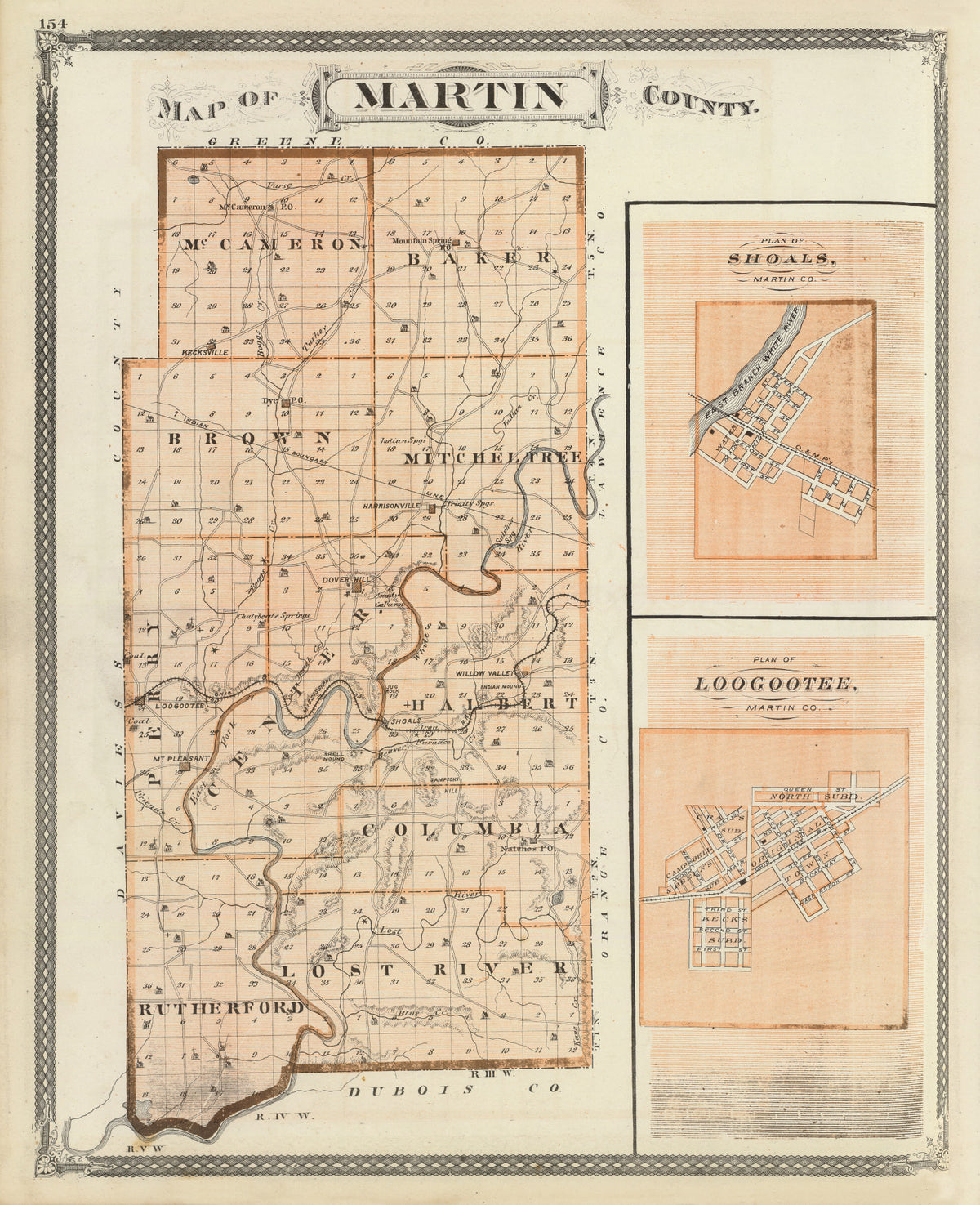 Preview of Vintage Map of Martin County, Indiana 1876