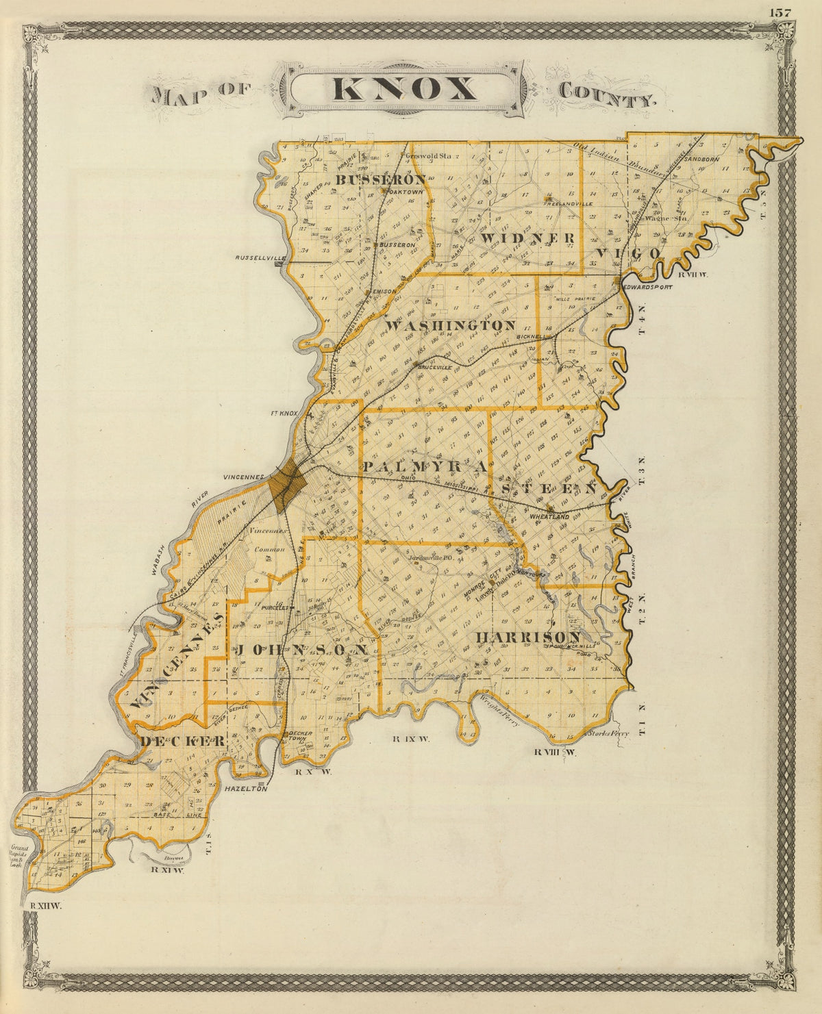 Preview of Vintage Map of Knox County, Indiana 1876