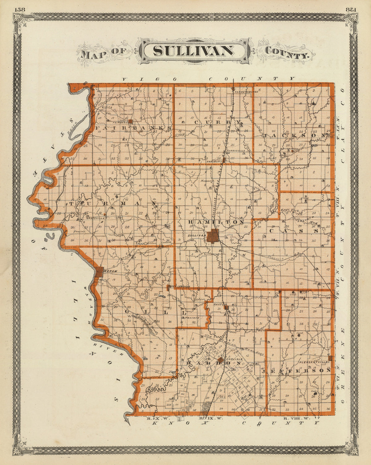 Preview of Vintage Map of Sullivan County, Indiana 1876