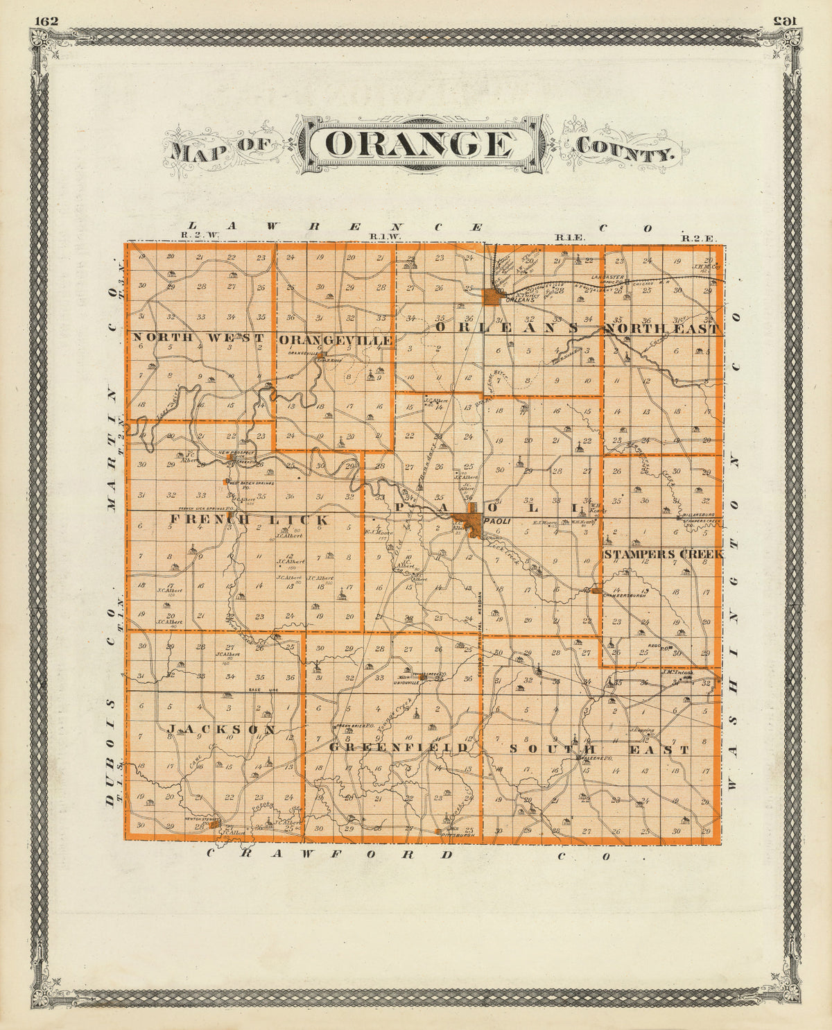Preview of Vintage Map of Orange County, Indiana 1876