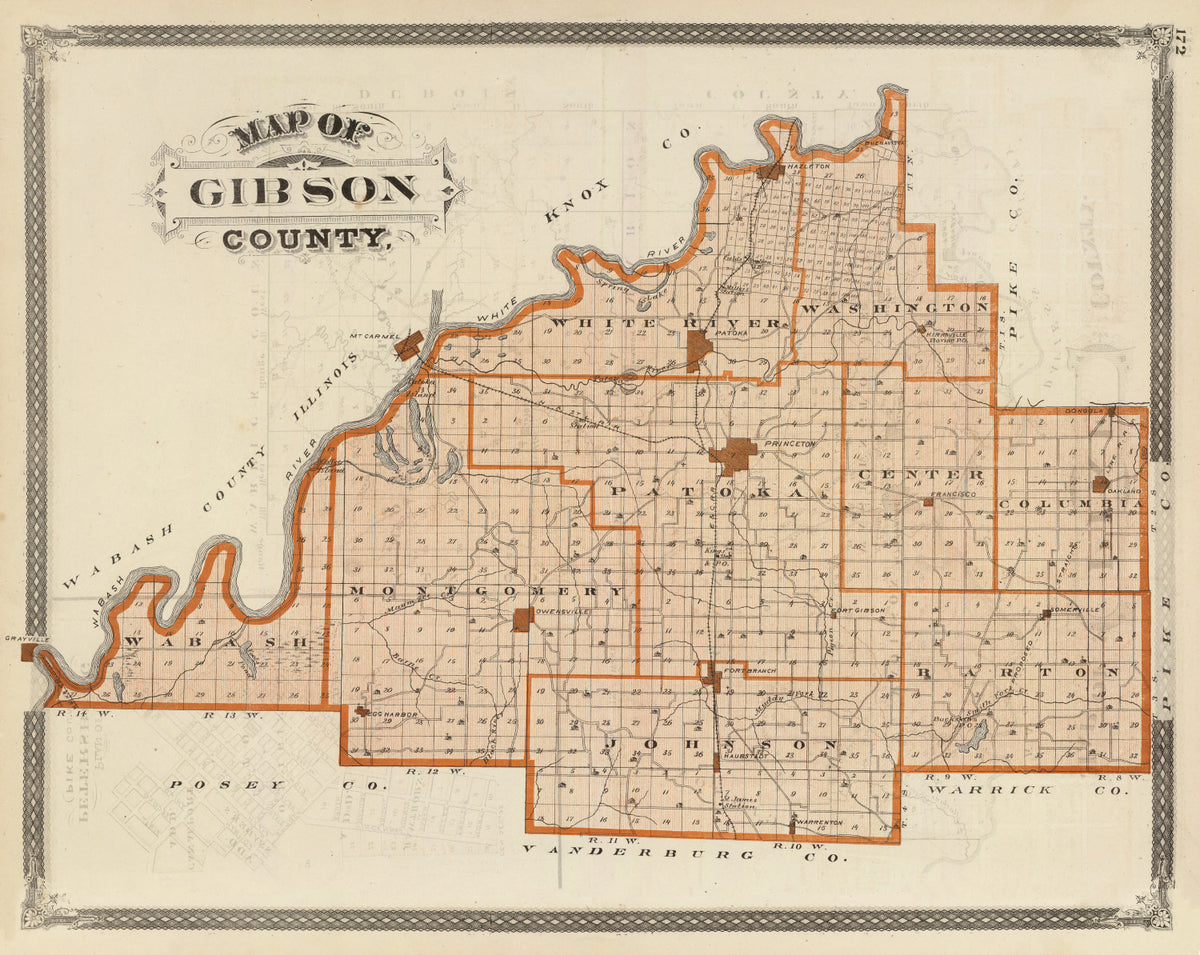 Preview of Vintage Map of Gibson County, Indiana 1876