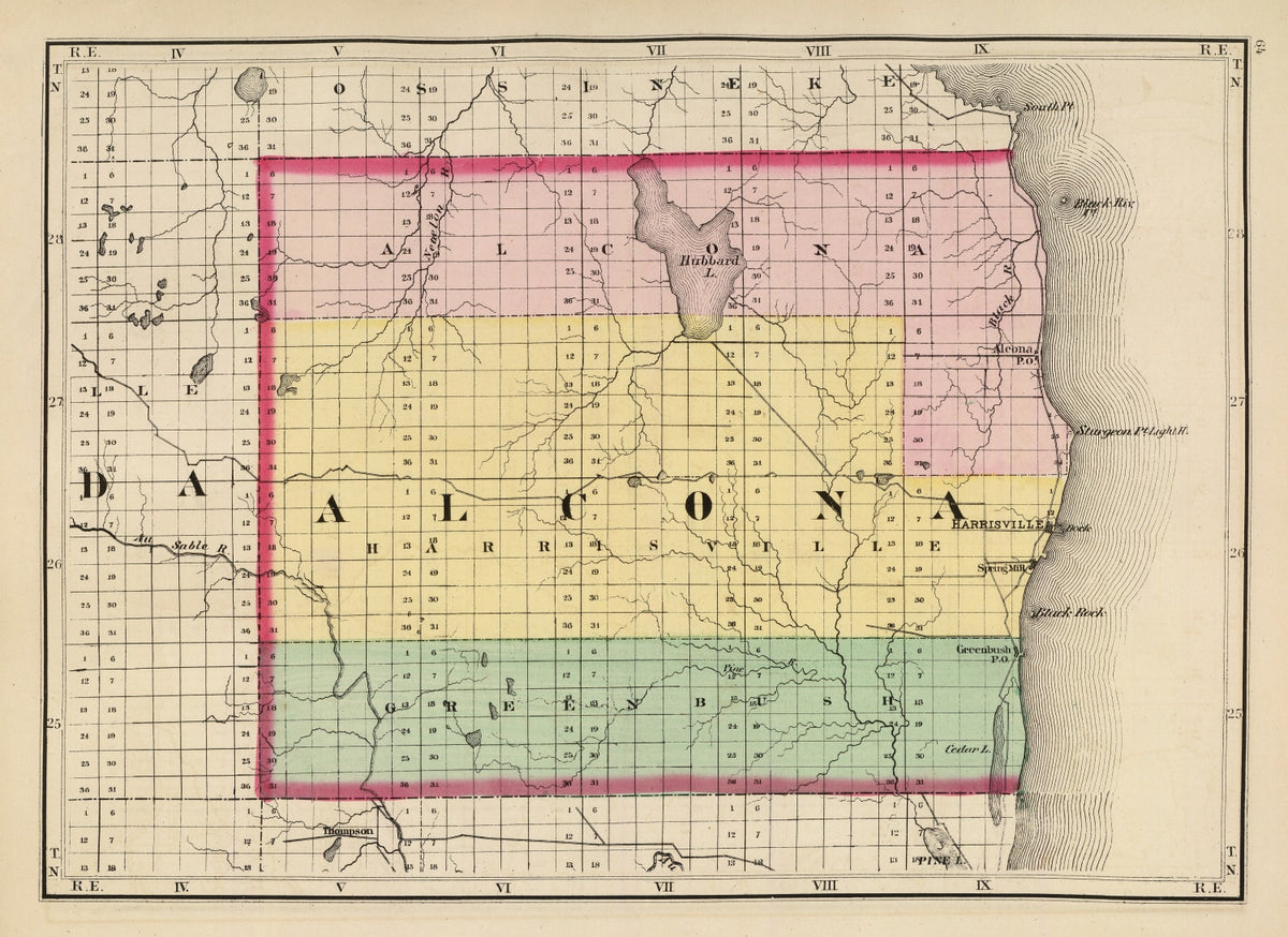 Preview of Vintage Map of Alcona County, Michigan 1873