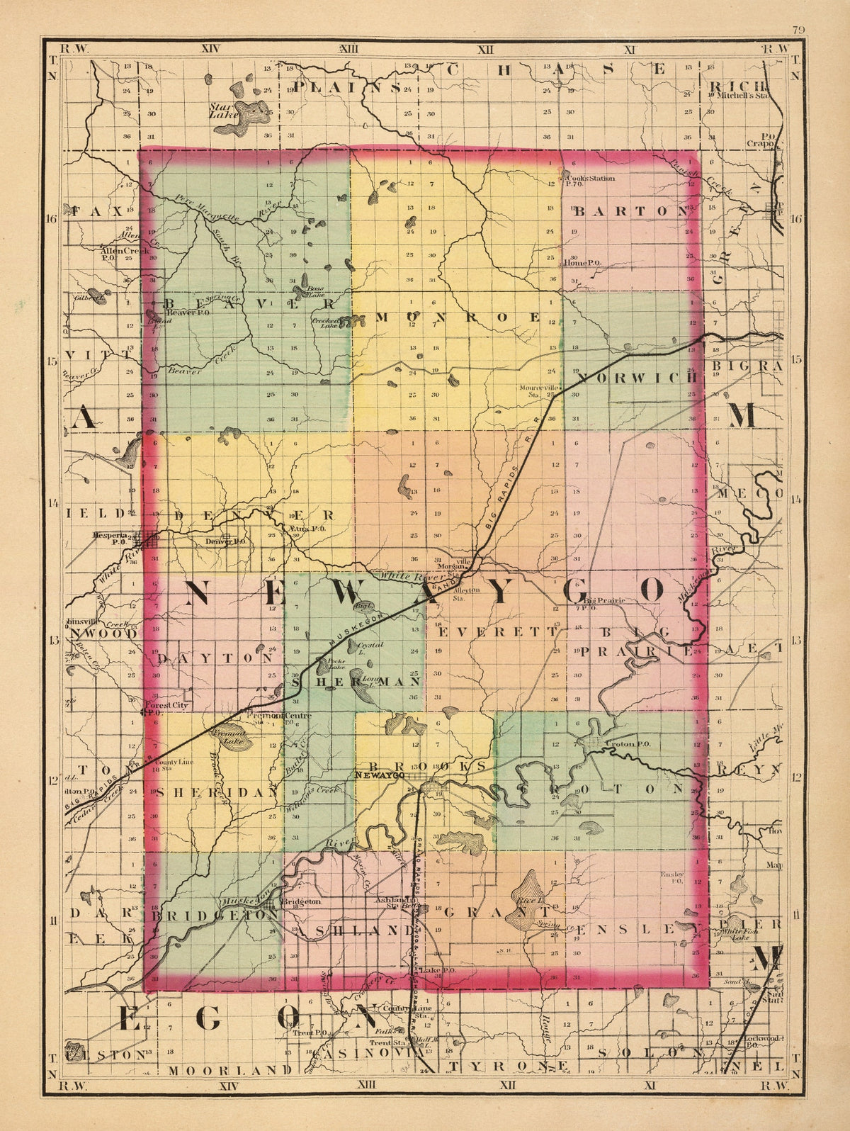 Preview of Vintage Map of Newaygo County, Michigan 1873