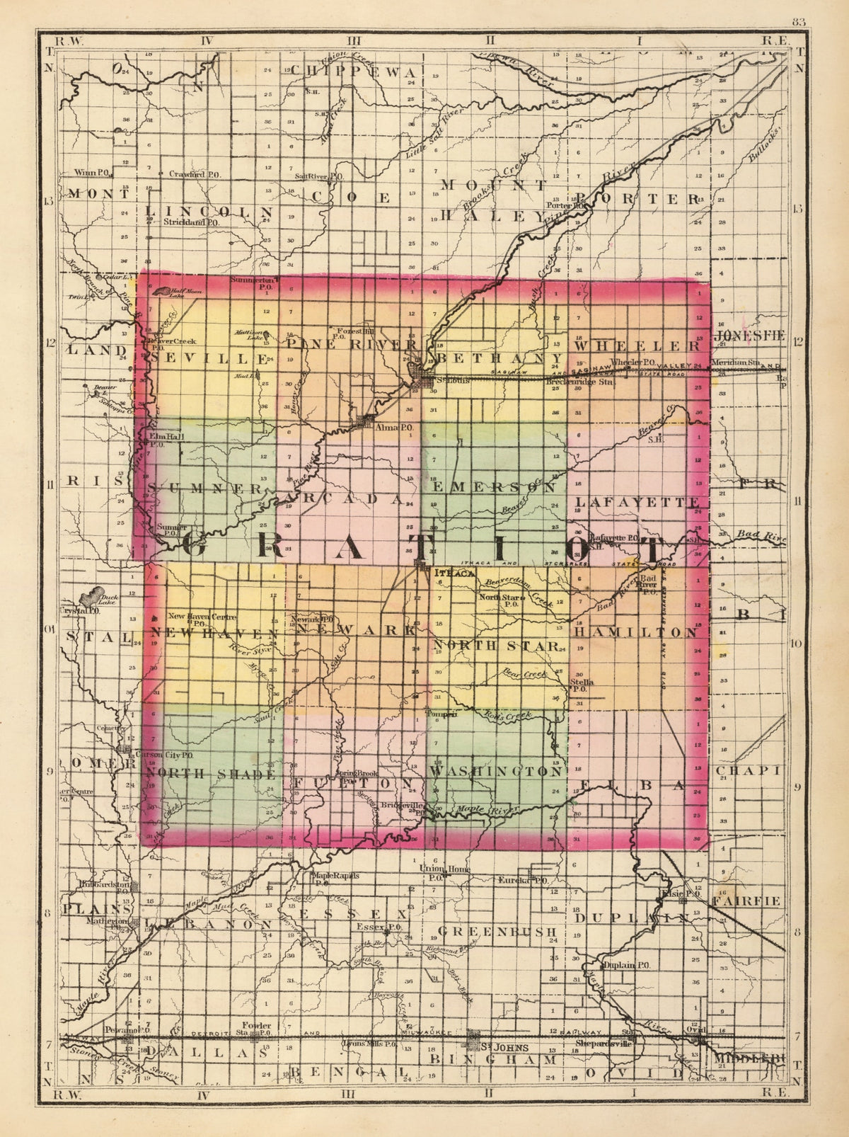 Preview of Vintage Map of Gratiot County, Michigan 1873