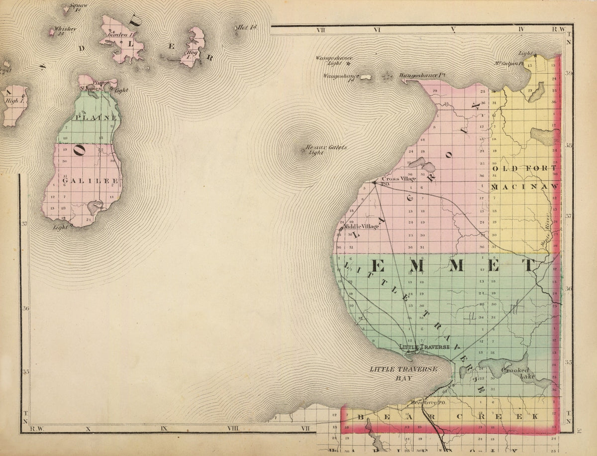 Preview of Vintage Map of Emmet County, Michigan 1873