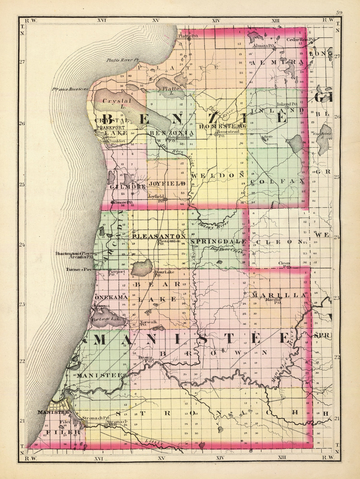 Preview of Vintage Map of Manistee County, Michigan 1873