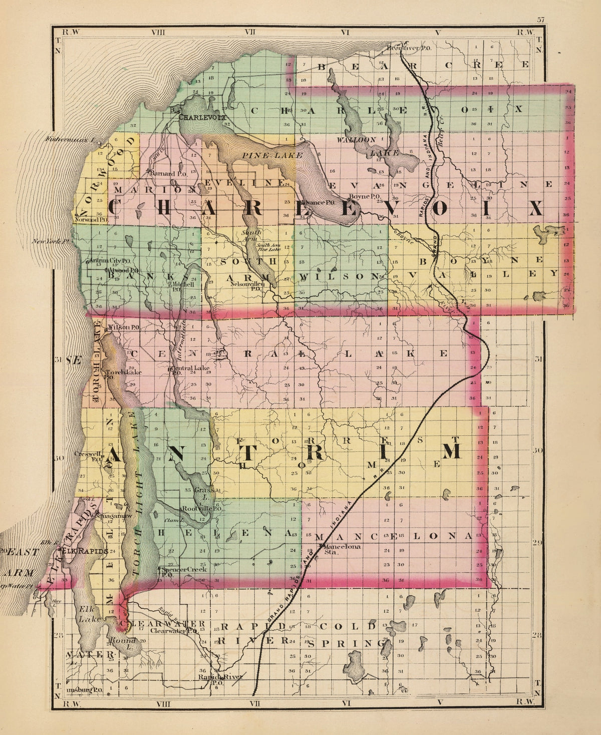 Preview of Vintage Map of Charlevoix County, Michigan 1873