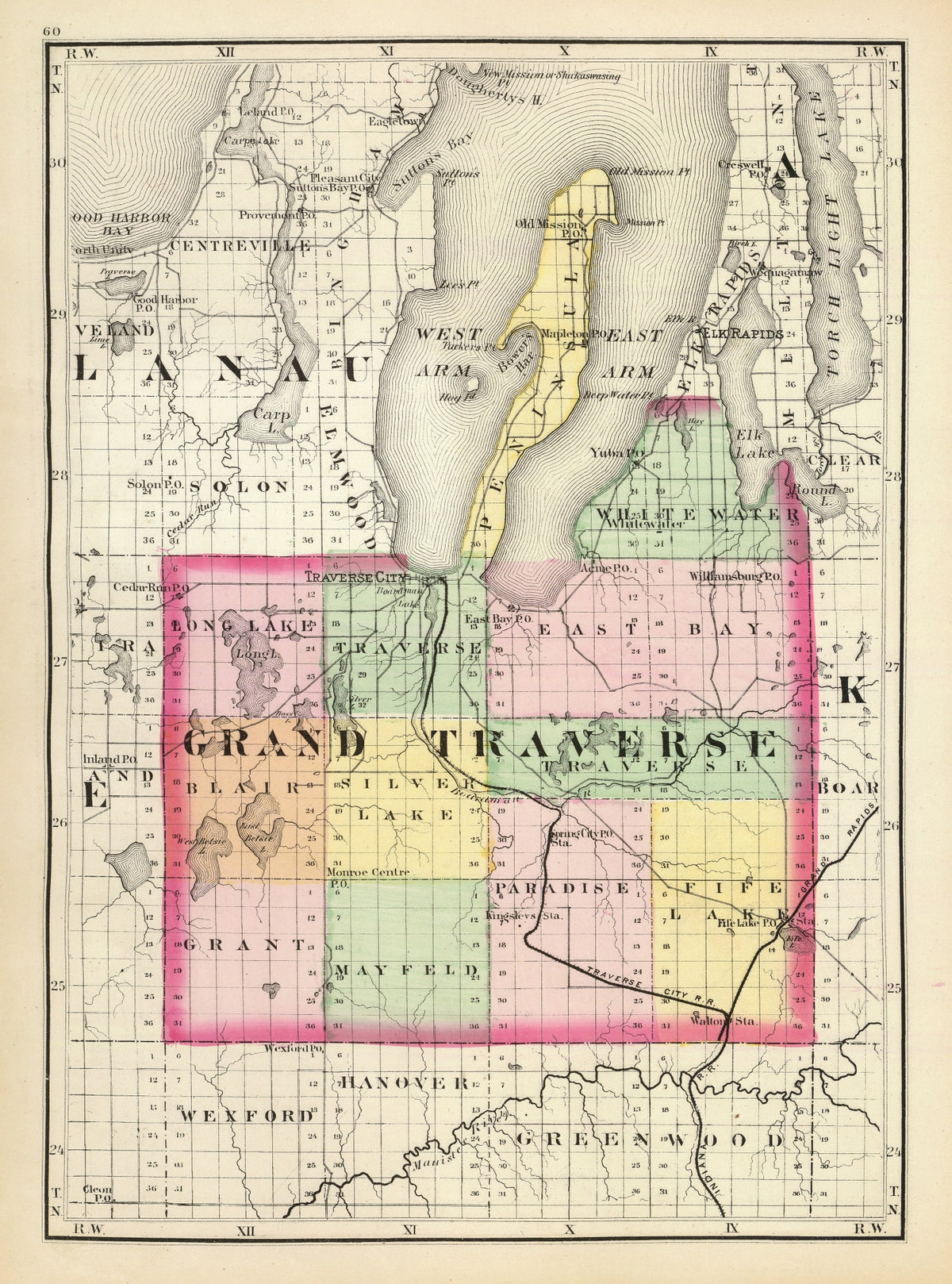 Preview of Vintage Map of Grand Traverse County, Michigan 1873