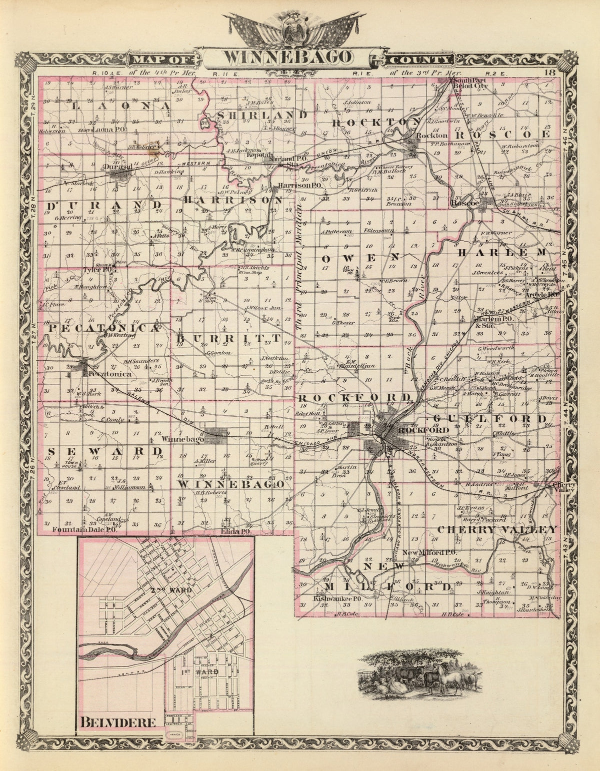Preview of Vintage Map of Winnebago County, Illinois 1876