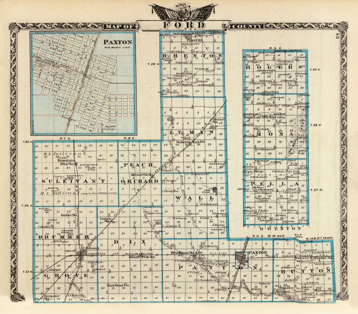 Preview of Vintage Map of Ford County, Illinois 1876