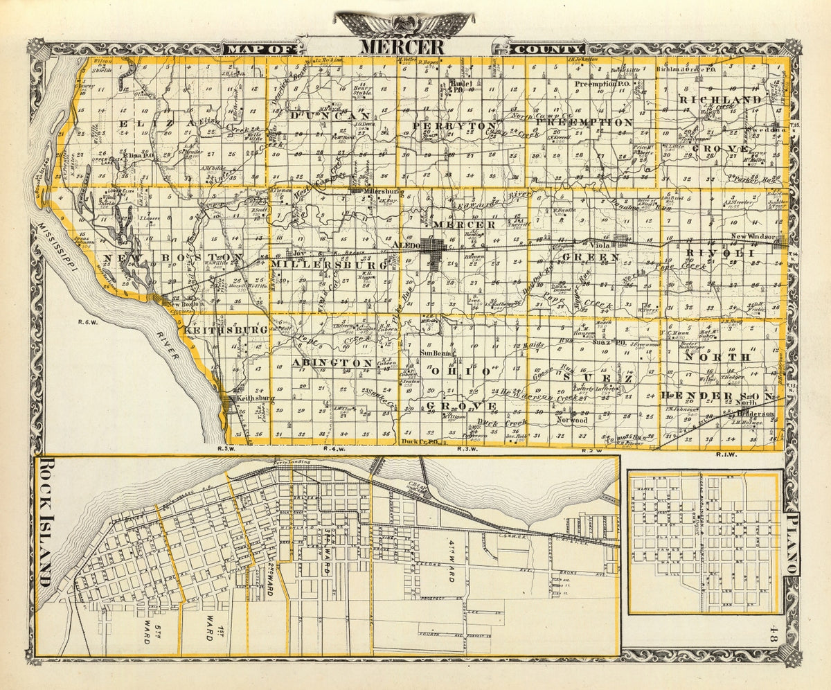 Preview of Vintage Map of Mercer County, Illinois 1876