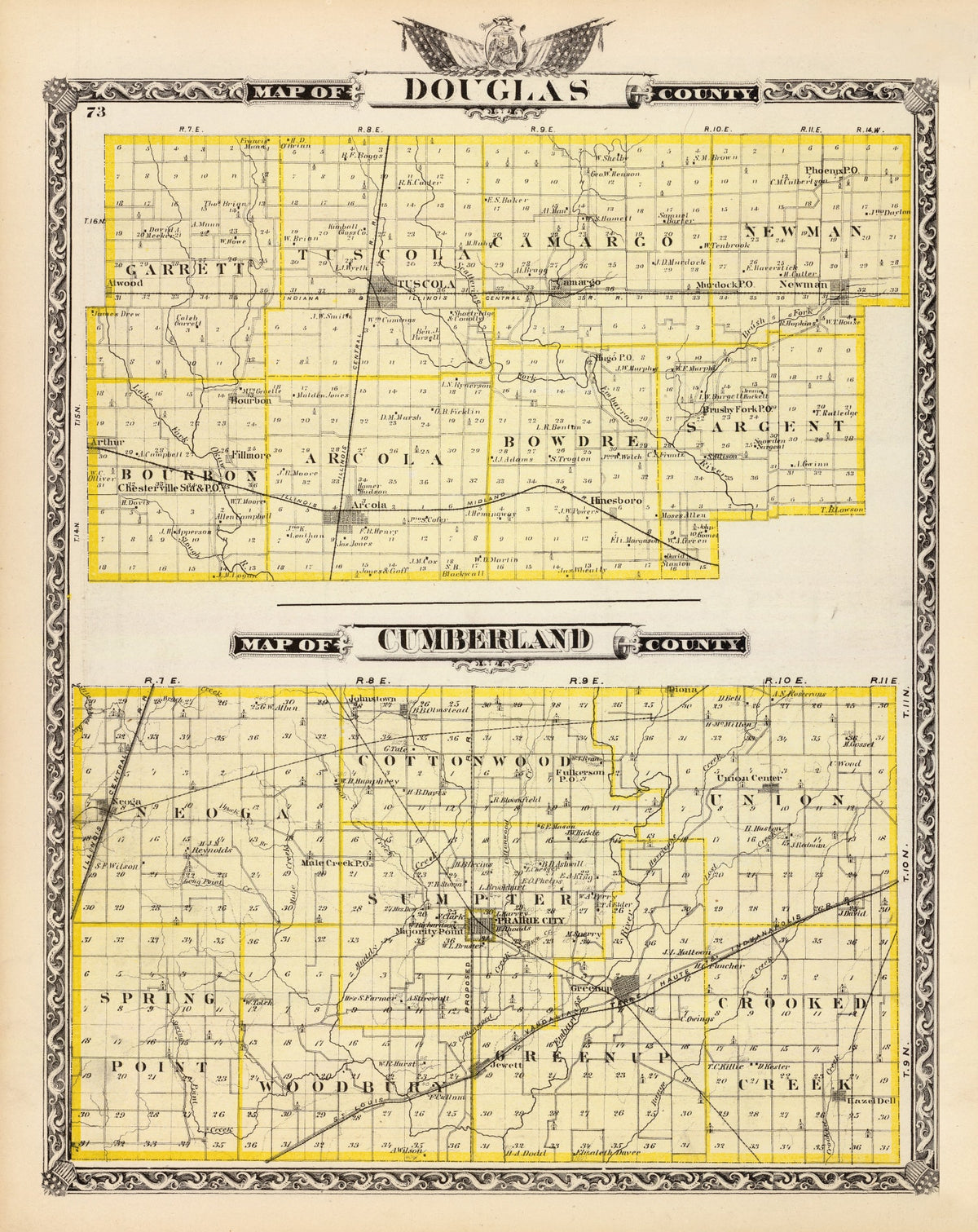 Preview of Vintage Map of Douglas County, Illinois 1876