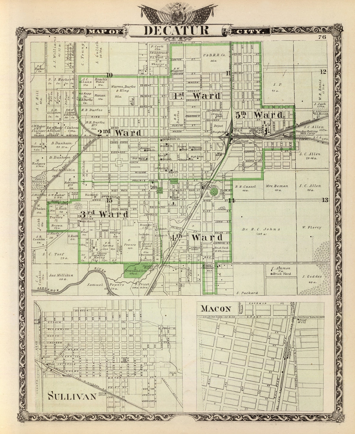 Preview of Vintage Map of Decatur County, Illinois 1876