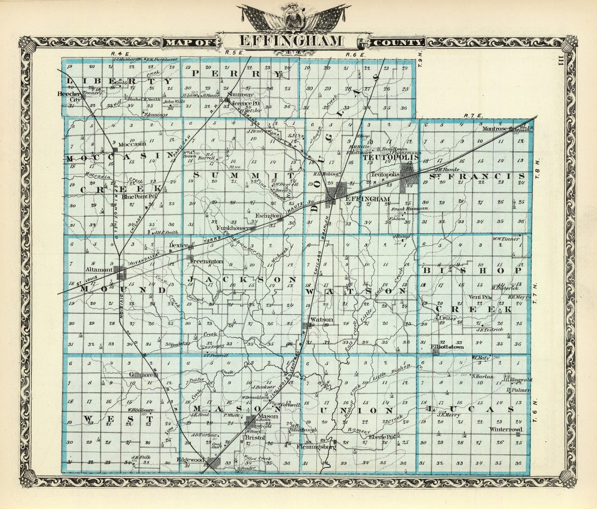 Preview of Vintage Map of Effingham County, Illinois 1876