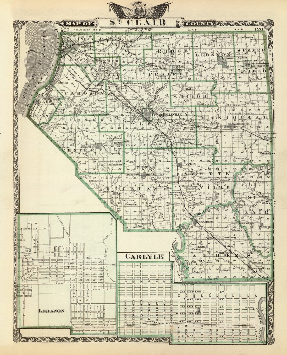 Preview of Vintage Map of St. Clair County, Illinois 1876