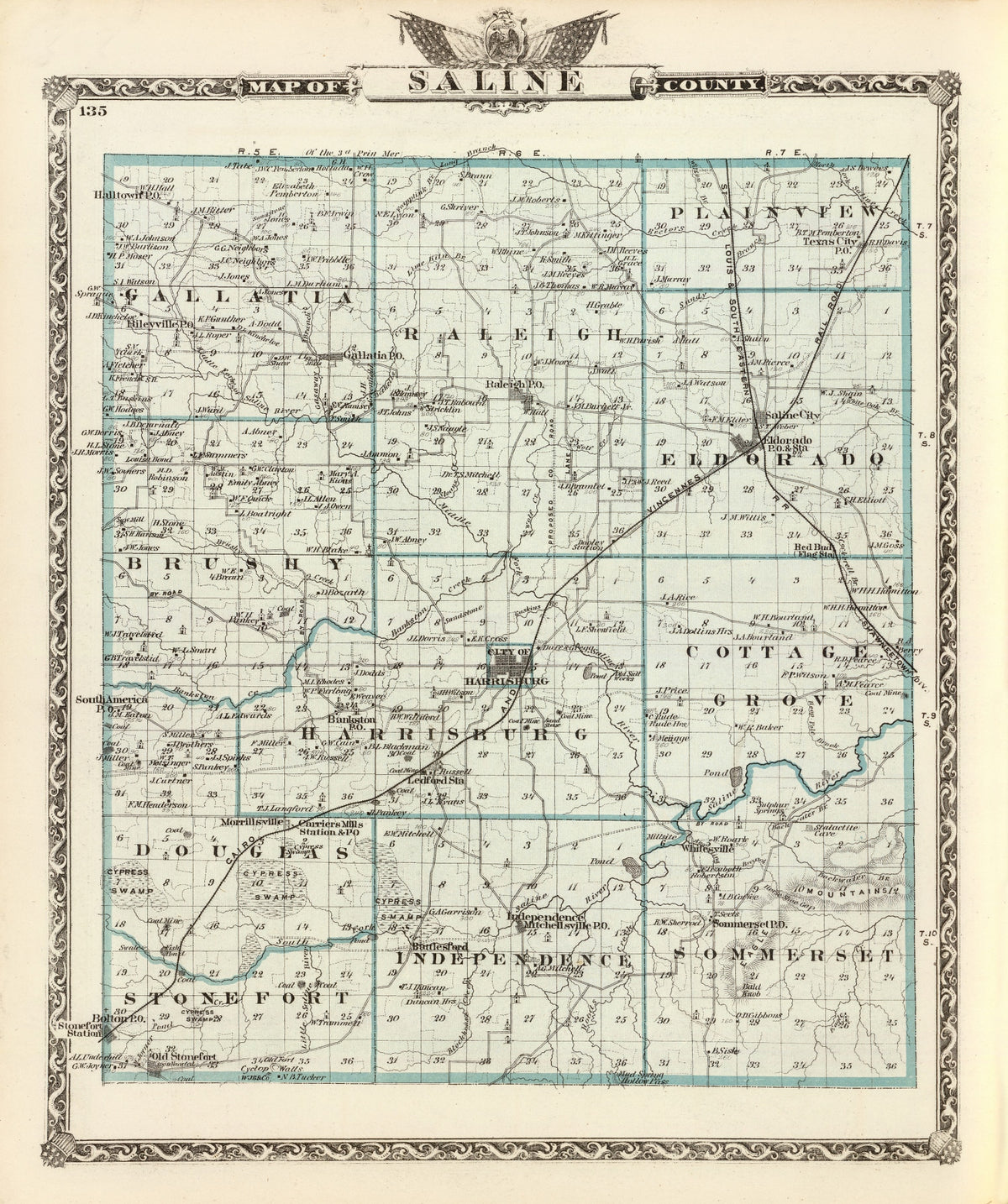 Preview of Vintage Map of Saline County, Illinois 1876