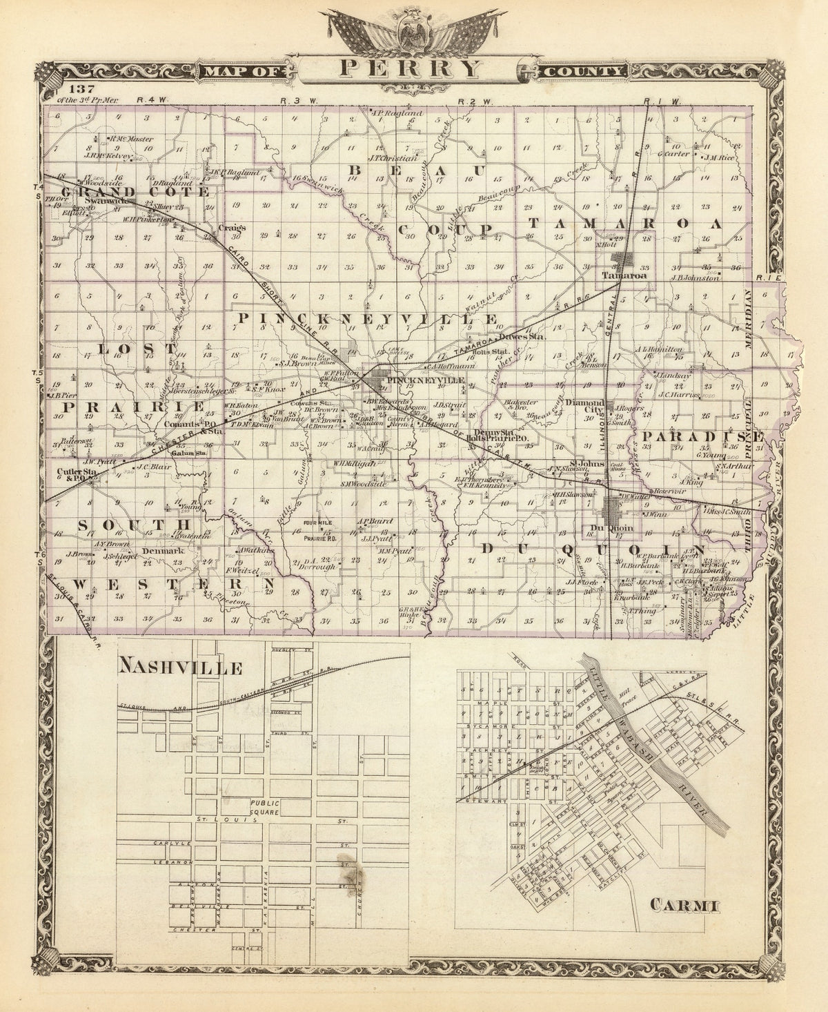 Preview of Vintage Map of Perry County, Illinois 1876