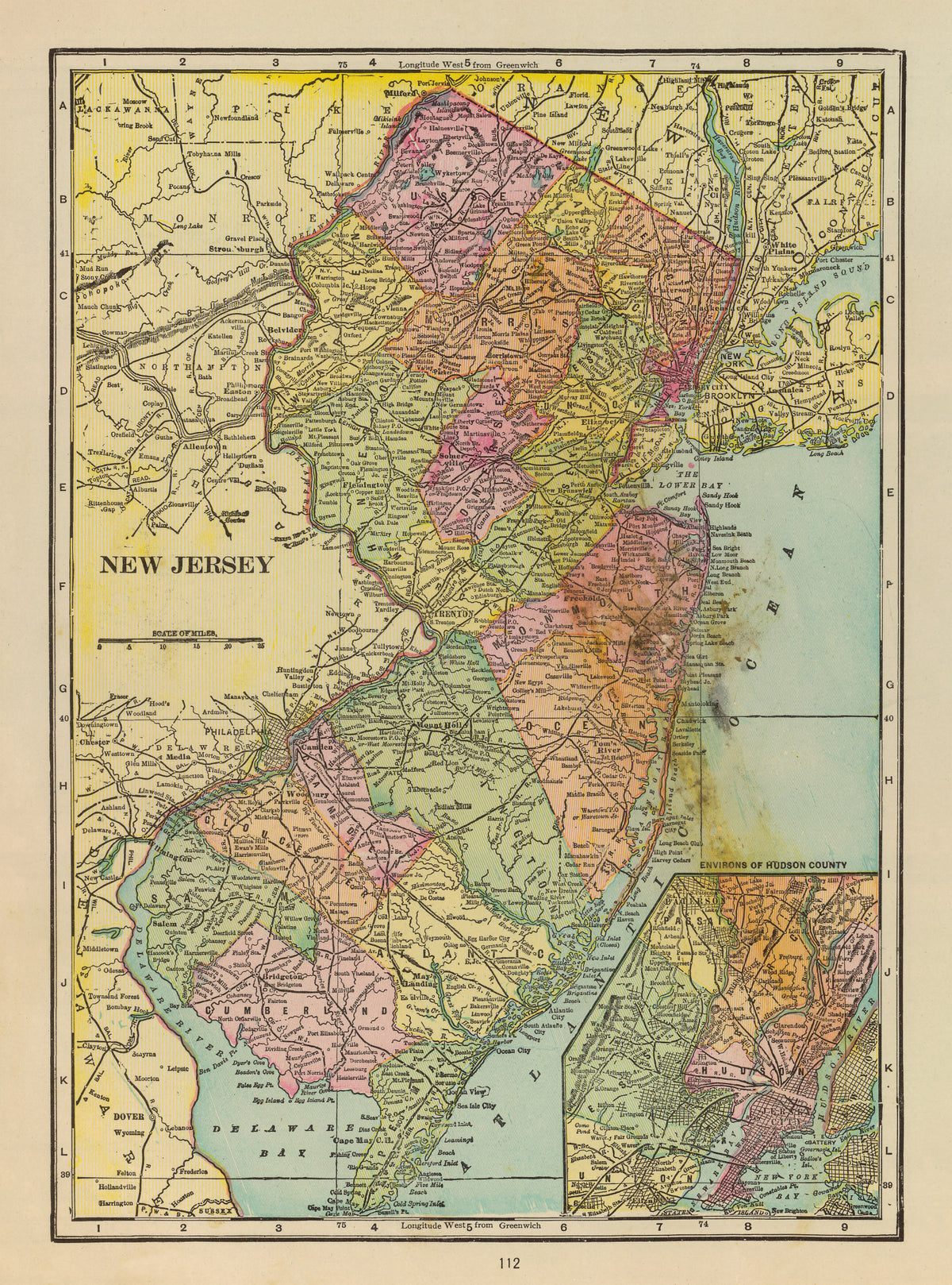 Preview of Vintage Map of New Jersey 1909
