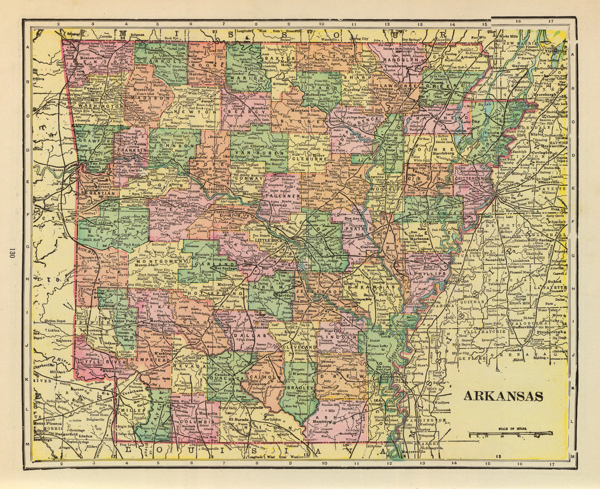 Preview of Vintage Map of Arkansas 1909