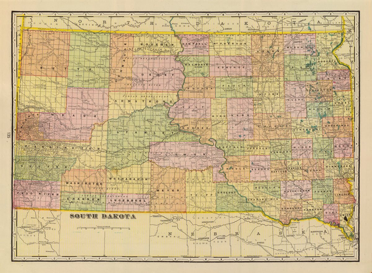 Preview of Vintage Map of South Dakota 1909