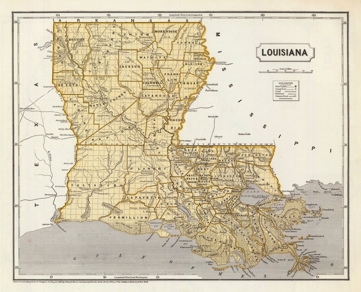 Preview of Vintage Map of Louisiana 1842