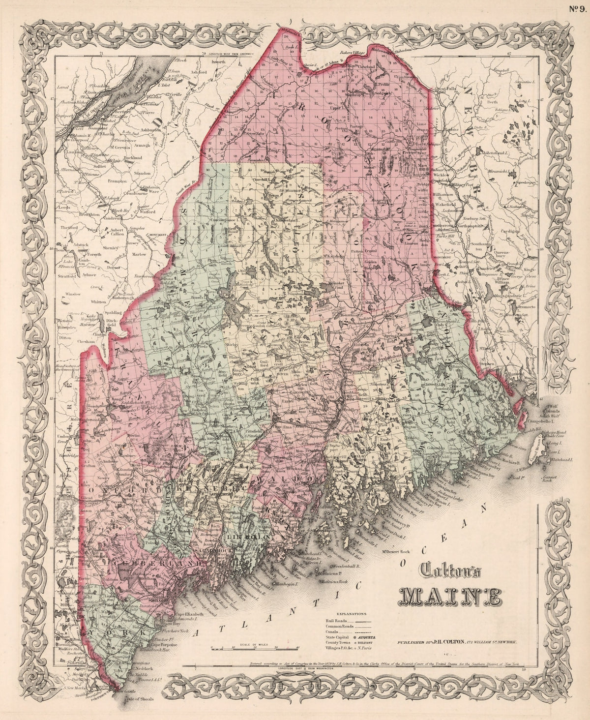 Preview of Vintage Map of Maine 1861