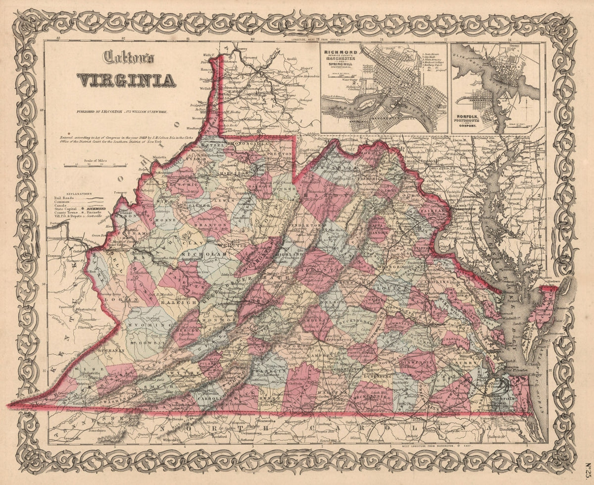 Preview of Vintage Map of Virginia 1861