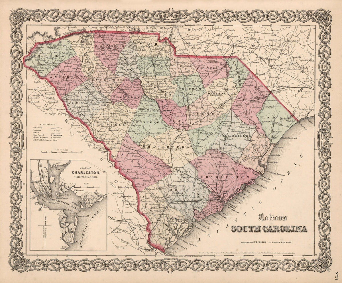 Preview of Vintage Map of South Carolina 1861