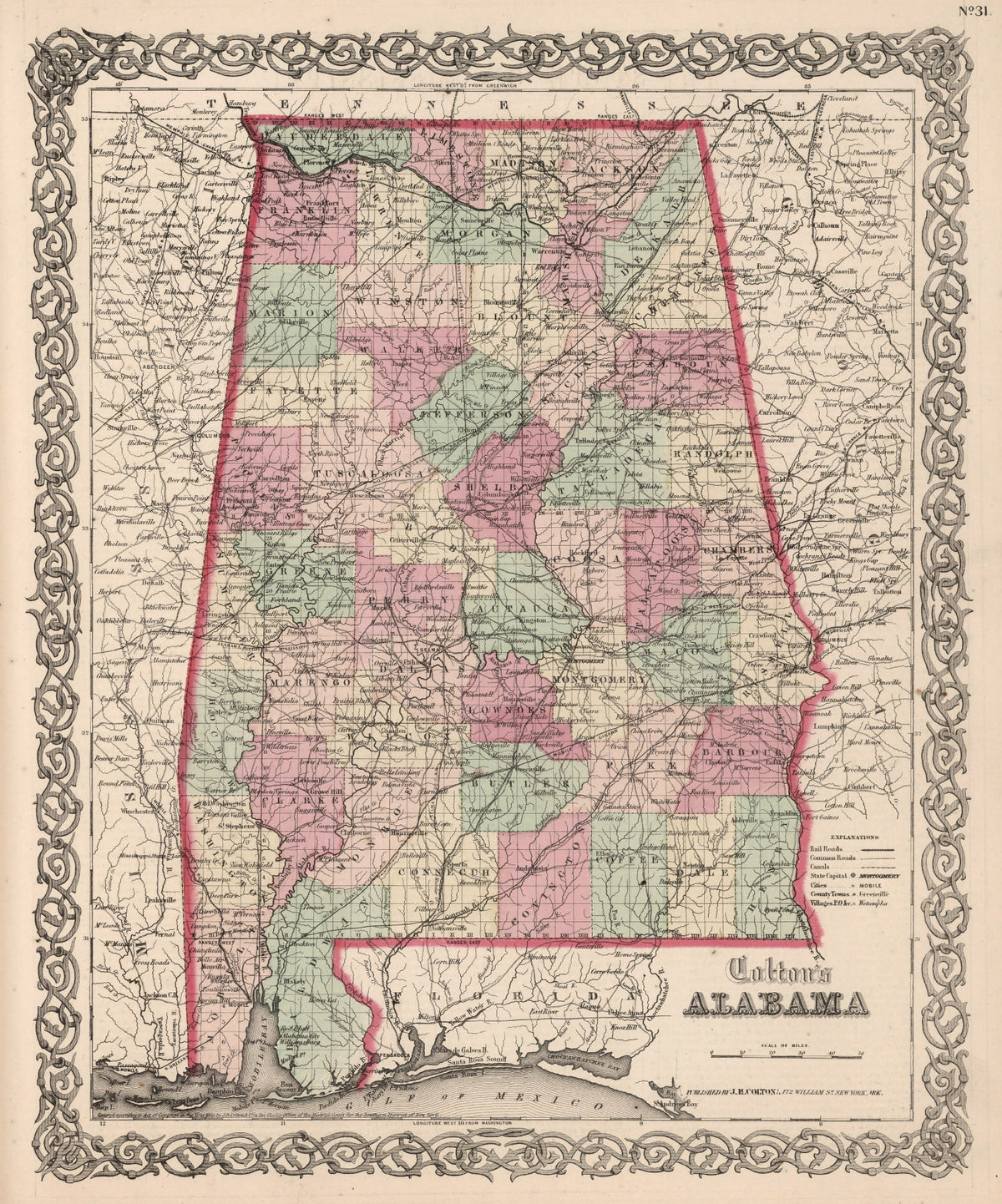 Preview of Vintage Map of Alabama 1861
