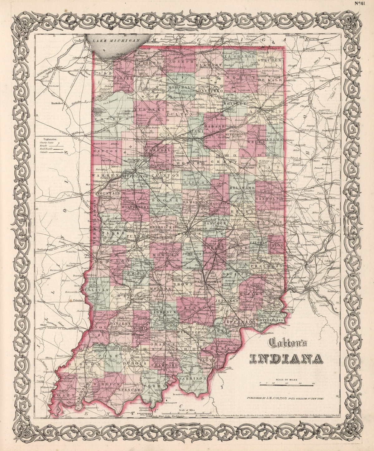 Preview of Vintage Map of Indiana 1861