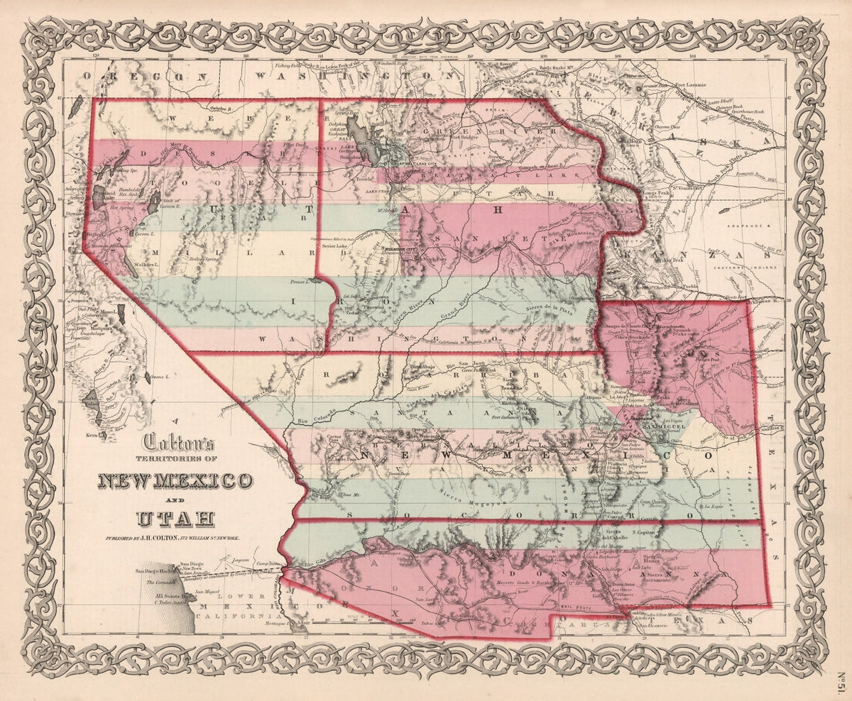 Preview of Vintage Map of New Mexico & Utah 1861