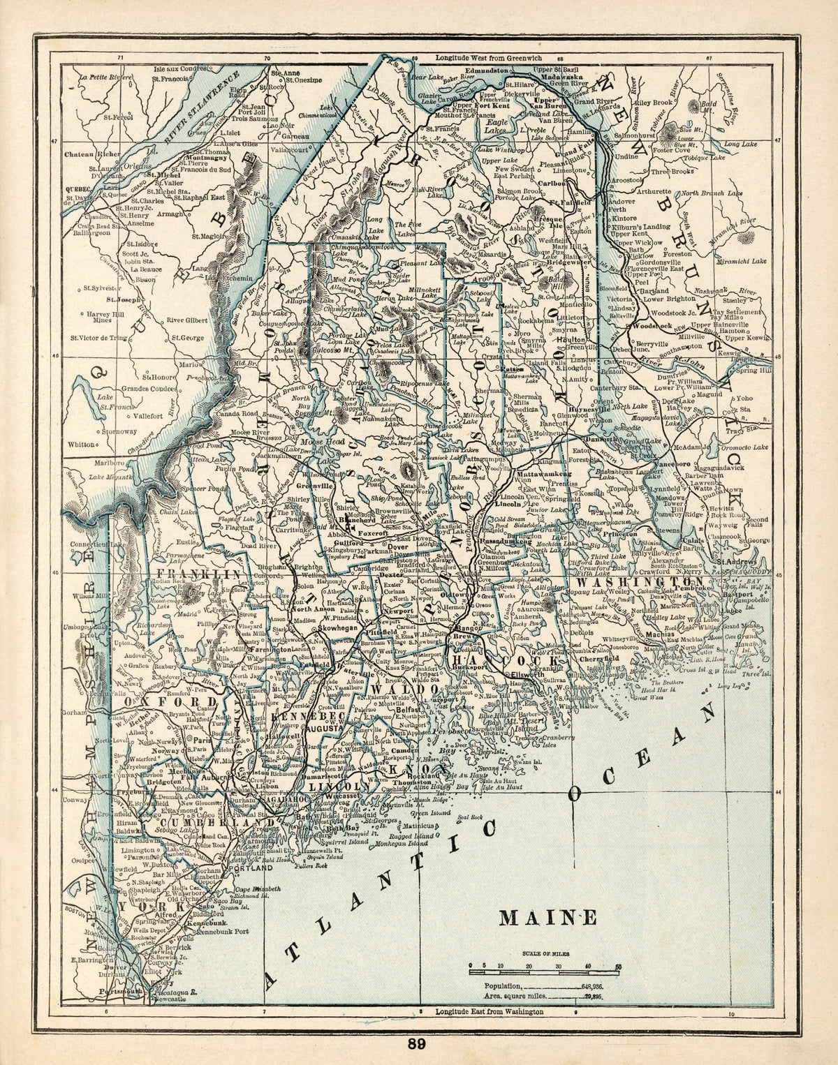 Preview of Vintage Map of Maine 1893