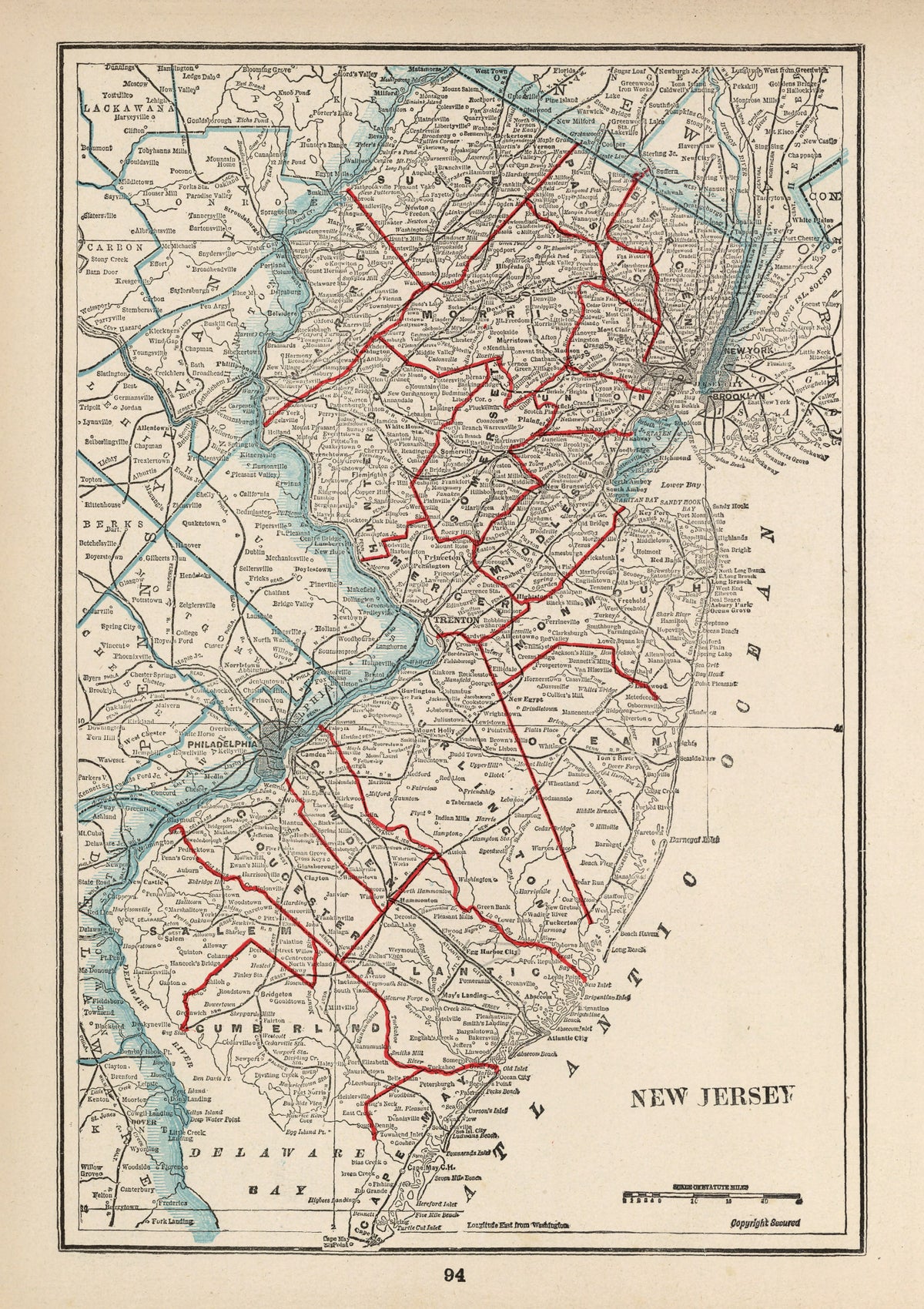 Preview of Vintage Map of New Jersey 1893
