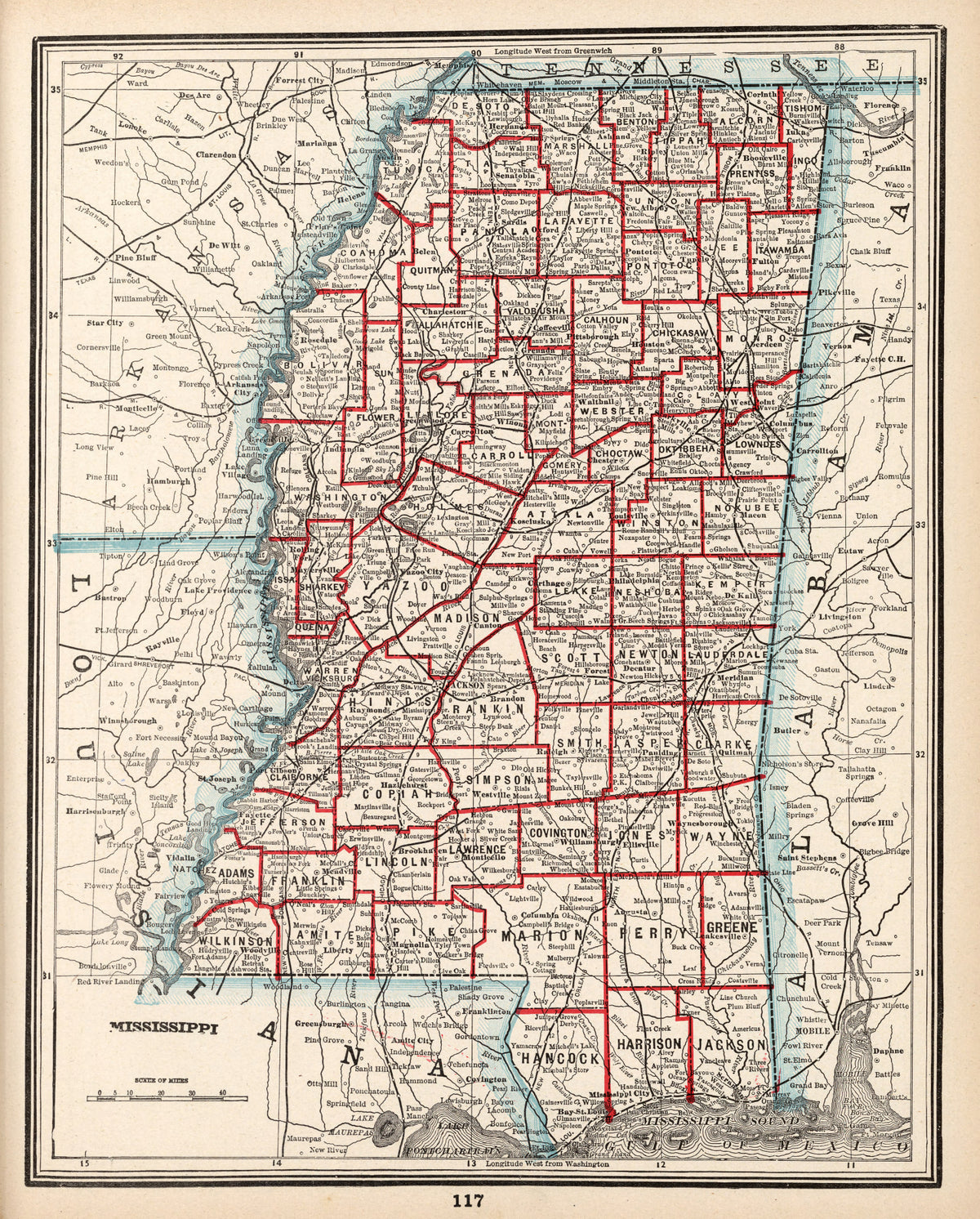 Preview of Vintage Map of Mississippi 1893