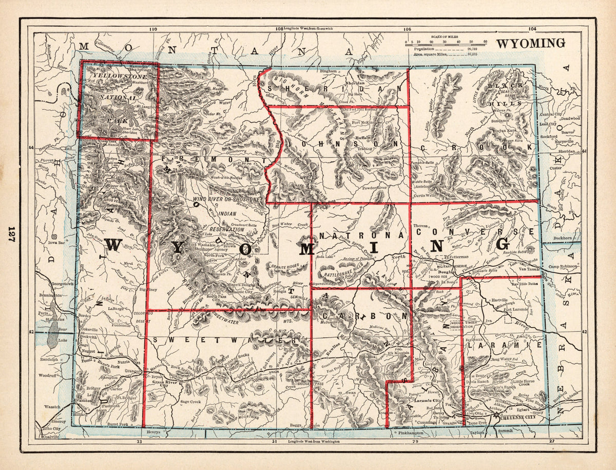 Preview of Vintage Map of Wyoming 1893