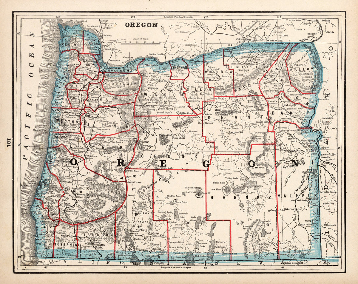 Preview of Vintage Map of Oregon 1893