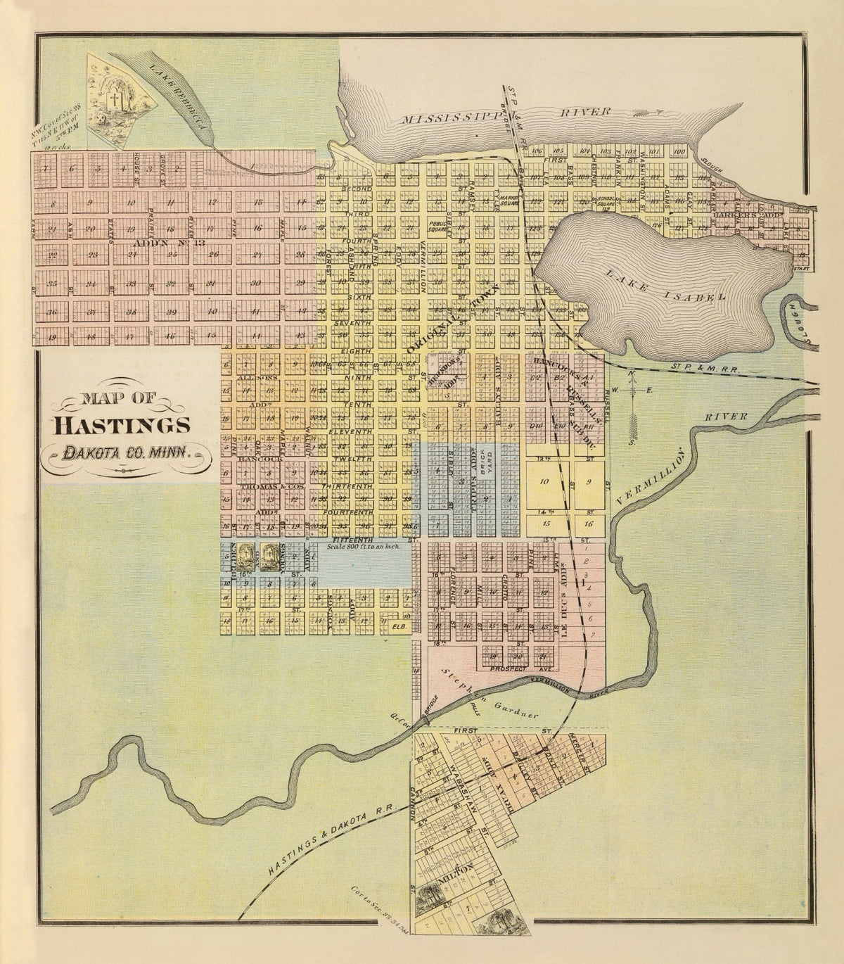 Preview of Vintage Map of Hastings, Minnesota 1874