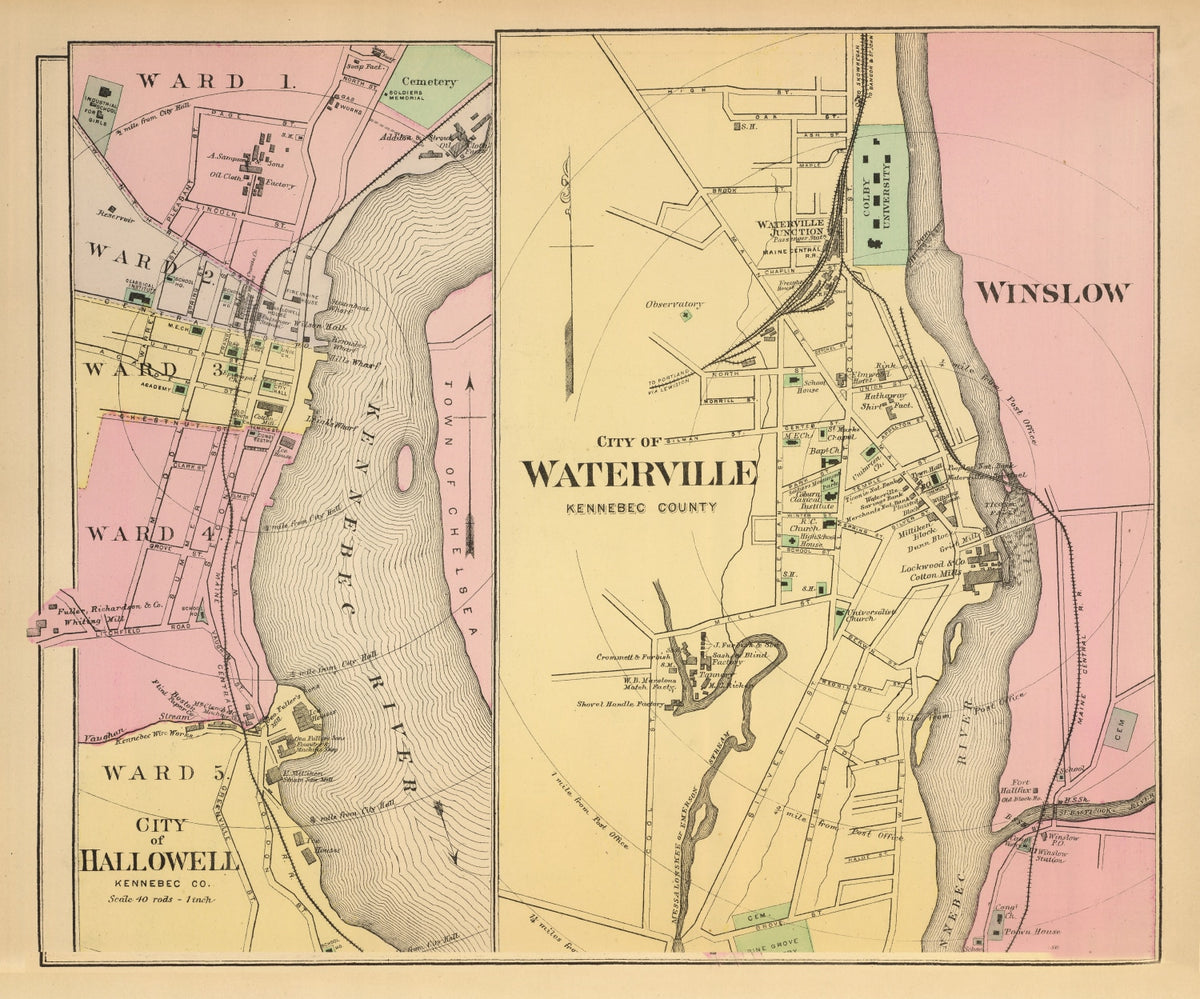 Preview of Vintage Map of Hallowell, Maine 1894