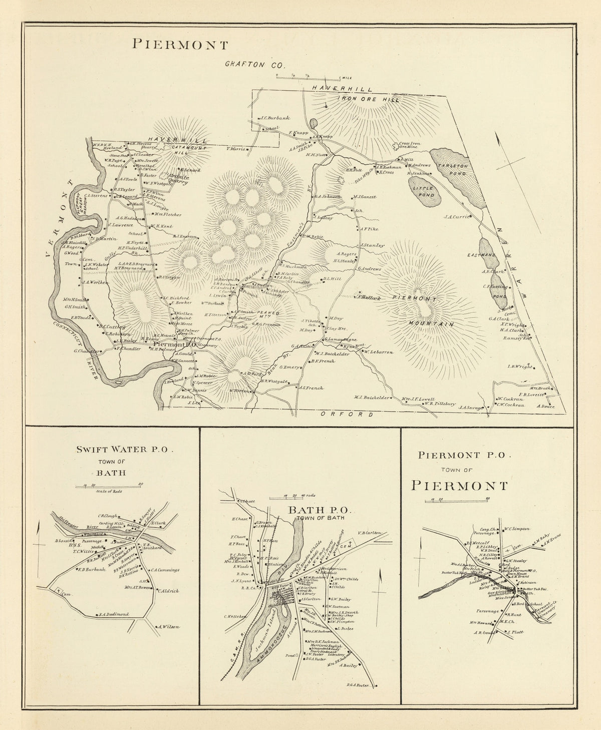 Preview of Vintage Map of Piermont, New Hampshire 1892
