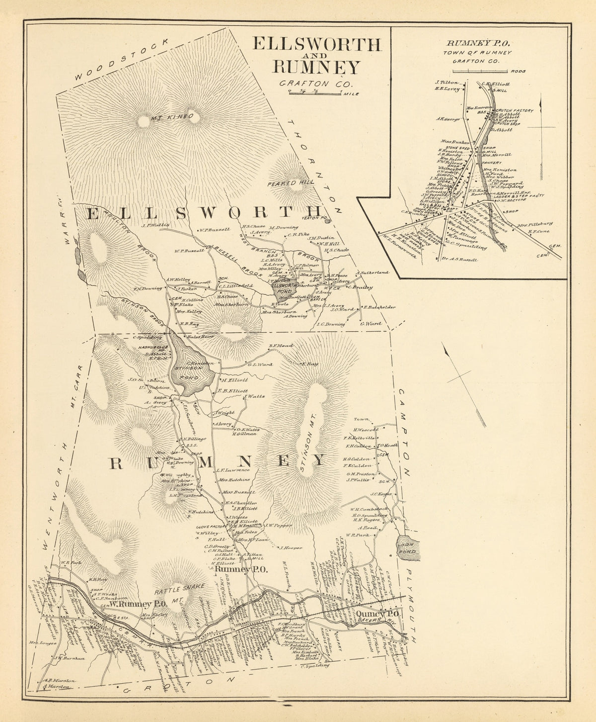 Preview of Vintage Map of Ellsworth, New Hampshire 1892
